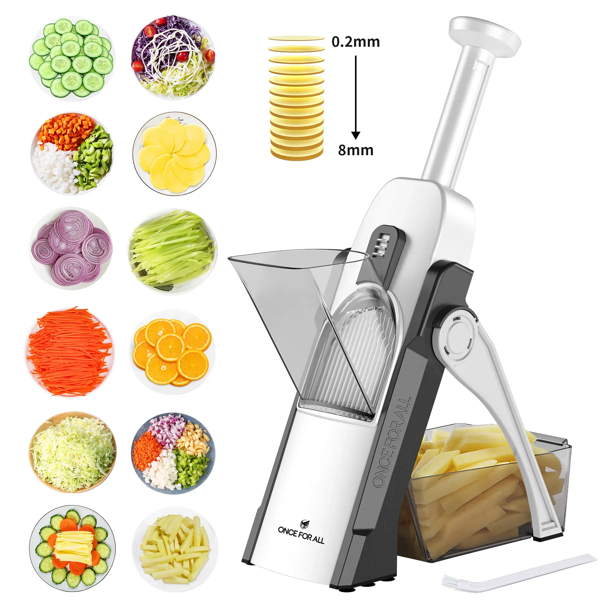 Four-Mode Vegetable Chopper with Adjustable Thickness, Gray